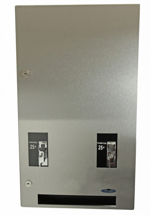 Frost 615-5 recessed stainless steel napkin/tampon vendor for commercial restrooms, free or coin-operated, ADA-compliant