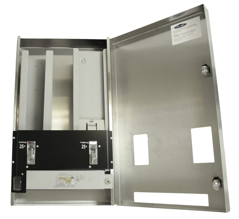 Frost 615-5 recessed stainless steel napkin/tampon vendor for commercial restrooms, free or coin-operated, ADA-compliant
