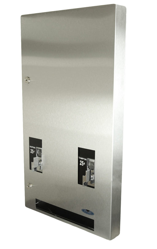Frost 615-5 recessed stainless steel napkin/tampon vendor for commercial restrooms, free or coin-operated, ADA-compliant