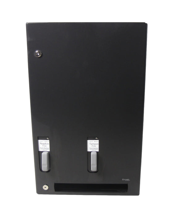 Frost 618-1-Free-BLK matte black stainless steel push-button free napkin/tampon dispenser, ADA-compliant