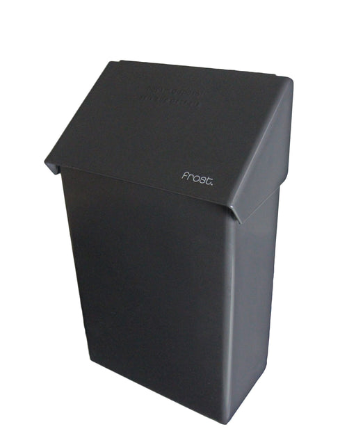 Frost 620-BLK matte black stainless steel surface-mounted napkin disposal unit for commercial restrooms, hygienic