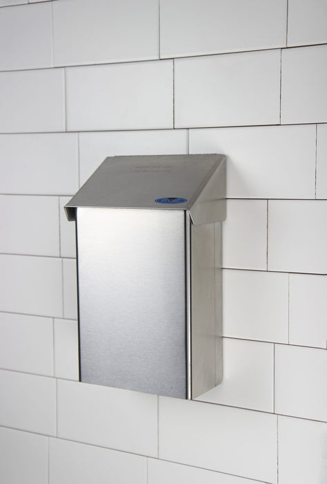 Frost 622 stainless steel surface-mounted feminine product disposal unit for commercial restrooms, hygienic