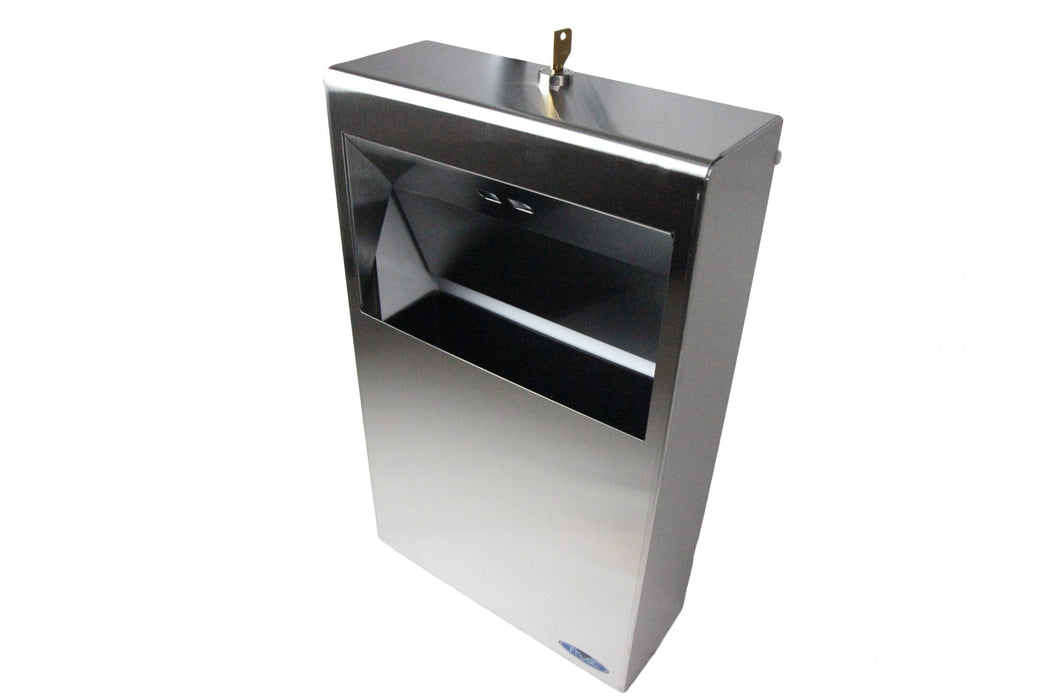 Frost 625 stainless steel hands-free feminine product disposal unit for commercial restrooms, touchless