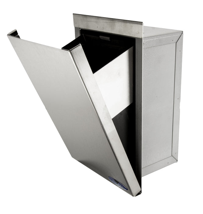 Frost 633 stainless steel recessed feminine product disposal unit for commercial restrooms, seamless design