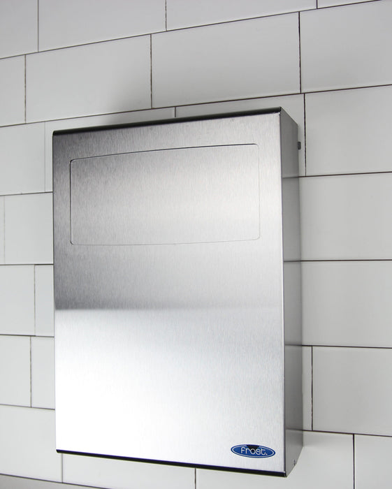 Frost 641 stainless steel surface-mounted feminine product disposal unit for commercial restrooms, hygienic