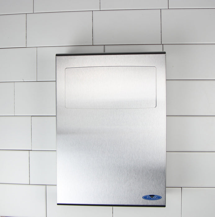Frost 641 stainless steel surface-mounted feminine product disposal unit for commercial restrooms, hygienic