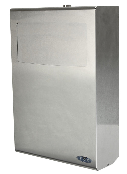 Frost 641 stainless steel surface-mounted feminine product disposal unit for commercial restrooms, hygienic
