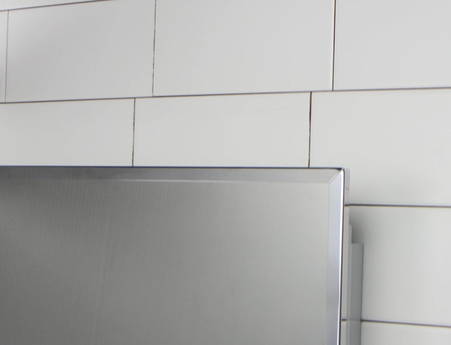 Detail of adjustable glass shelves and magnetic catch in Frost 802-W commercial cabinet