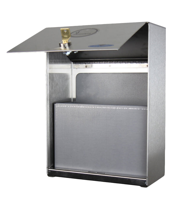 Installed Frost 909 Canadian made large capacity ash bin on commercial building wall