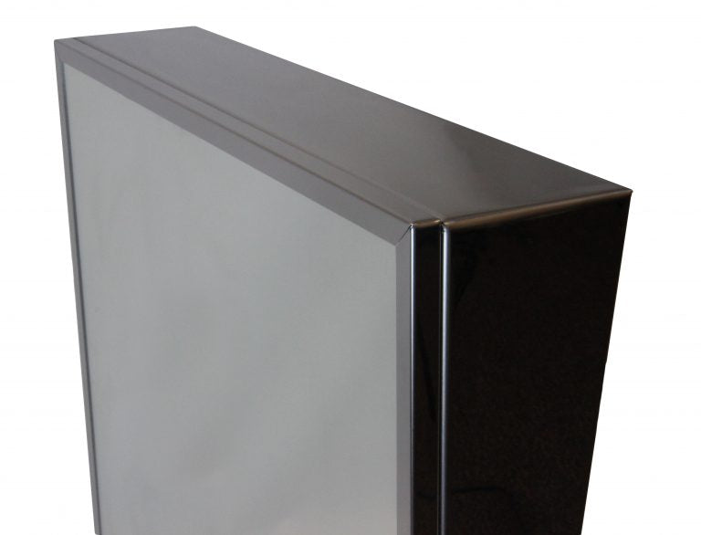 Side profile of Frost 941FT accessible wall mirror showing fixed tilt angle