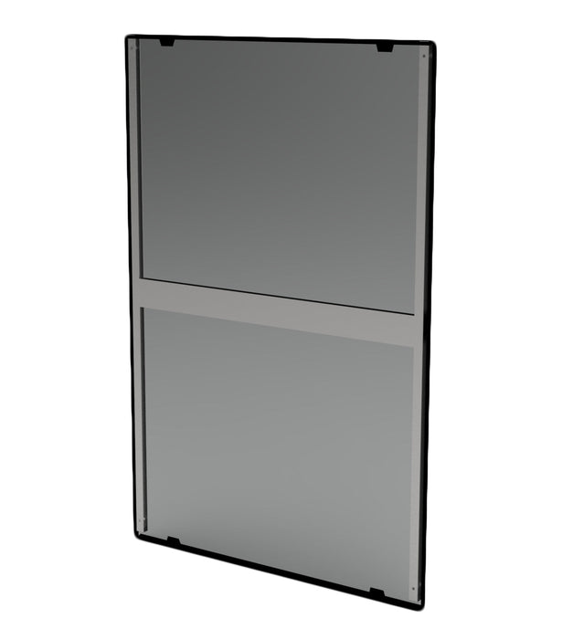 Installed Frost 945-24x36-BLK Canadian made mirror in commercial bathroom setting