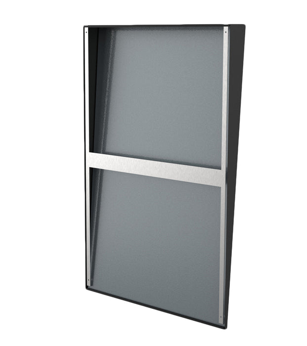 Side profile of Frost 945-24x36-FT-BLK accessible wall mirror showing fixed tilt angle