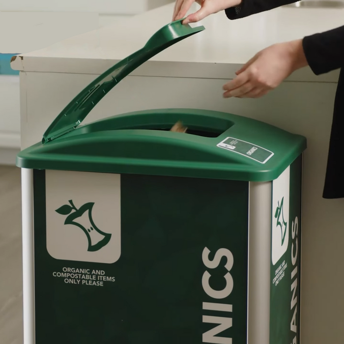 Bag retention clip detail inside Busch Mosaic 32 gal organics container