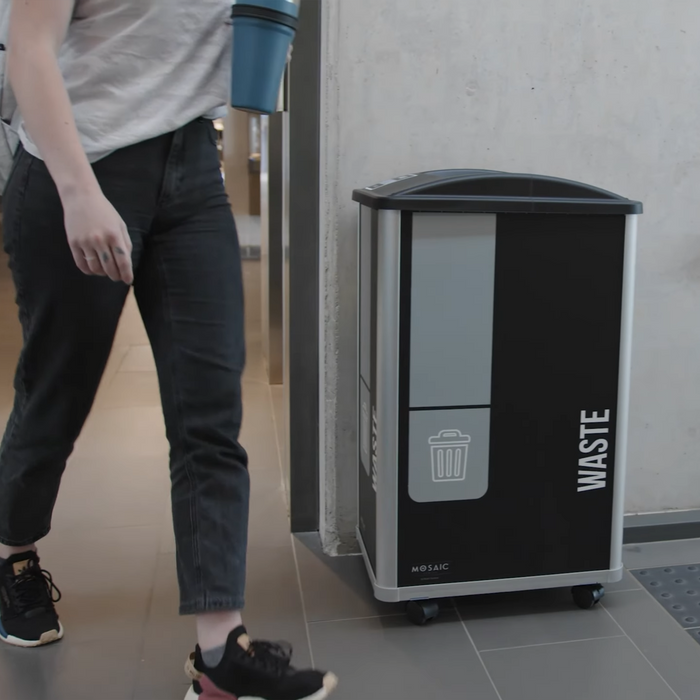 Bag retention clip inside Mosaic single waste container