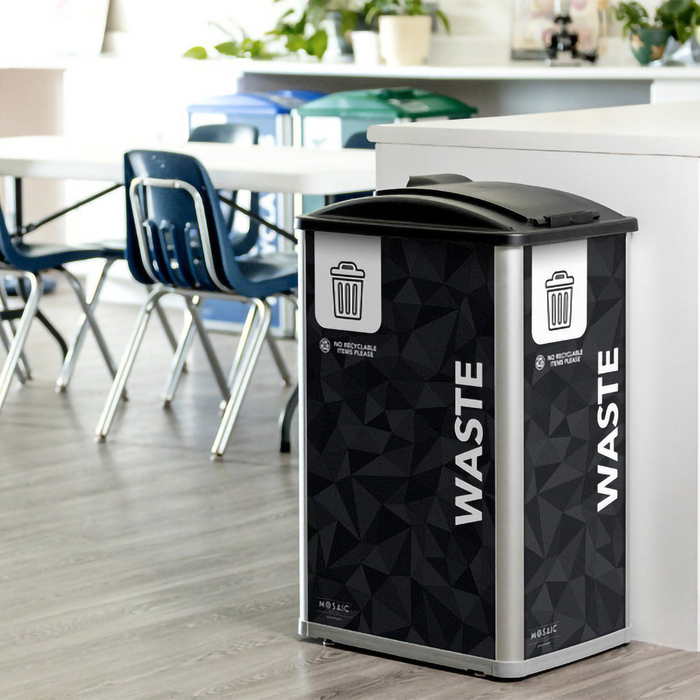Mosaic 121 L waste bin placed in modern office lobby