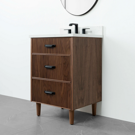 Malibu 24" Vanity – American Black Walnut – Left Angle (MA119C)