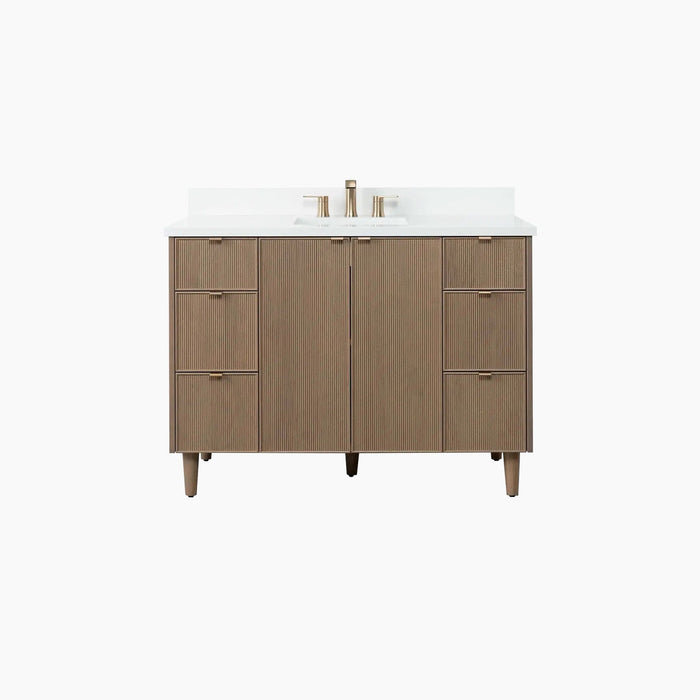 Teodor Malibu 48" Almond Coast Bathroom Vanity with 6 Drawers & 2 Doors – Handmade in Canada
