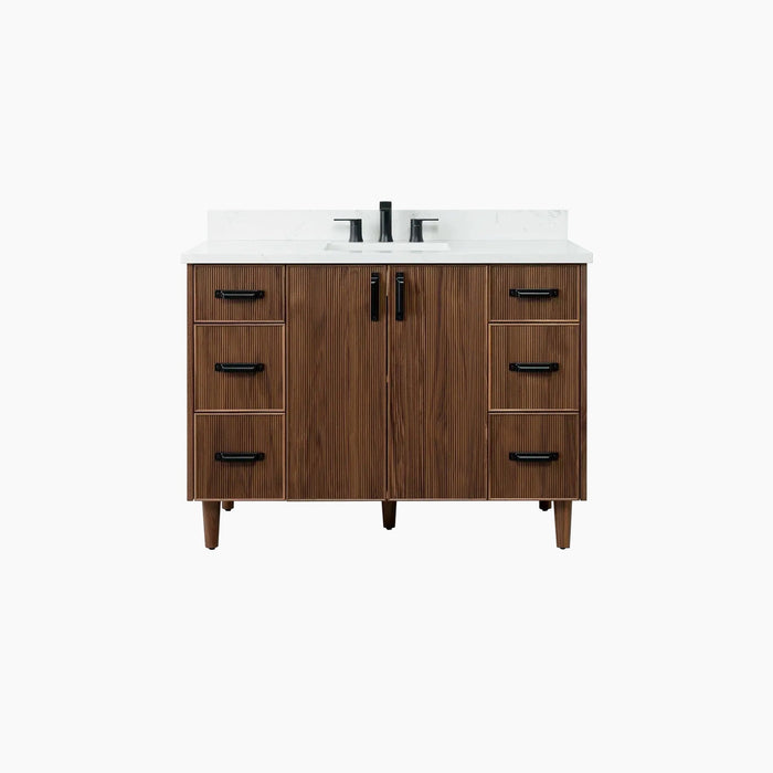 Teodor Malibu 48" American Black Walnut Bathroom Vanity with 6 Drawers & 2 Doors – Handmade in Canada