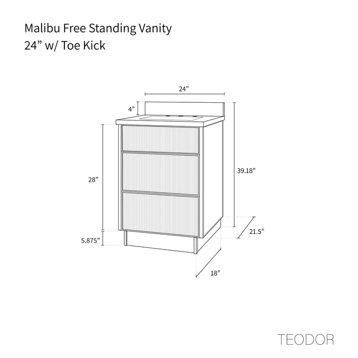 Malibu 24" Vanity – American Black Walnut – Toe Kick with Doors (Malibu-Toe-Kick)