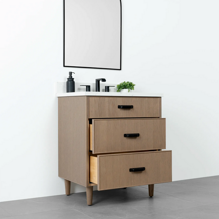 Malibu 30  Teodor  Almond Coast Vanity Teodor Bathroom Vanity 58885130 - High-End Bathroom Vanity - Facility Supply Pro Canada
