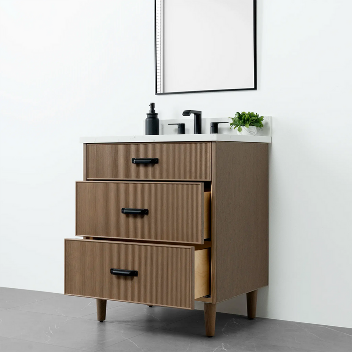 Malibu 30  Teodor  Almond Coast Vanity Teodor Bathroom Vanity 58885364 - High-End Bathroom Vanity - Facility Supply Pro Canada