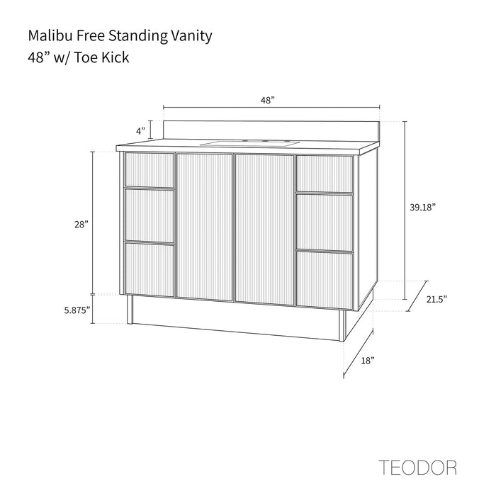 Teodor Malibu 48" American Black Walnut Bathroom Vanity with 6 Drawers & 2 Doors – Handmade in Canada