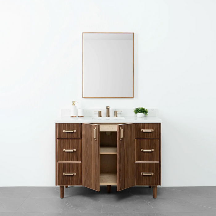 Teodor Malibu 48" American Black Walnut Bathroom Vanity with 6 Drawers & 2 Doors – Handmade in Canada
