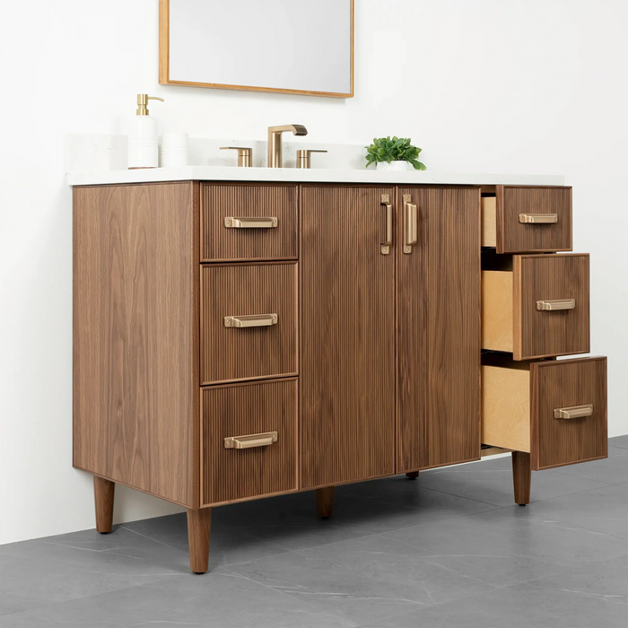 Teodor Malibu 48" American Black Walnut Bathroom Vanity with 6 Drawers & 2 Doors – Handmade in Canada