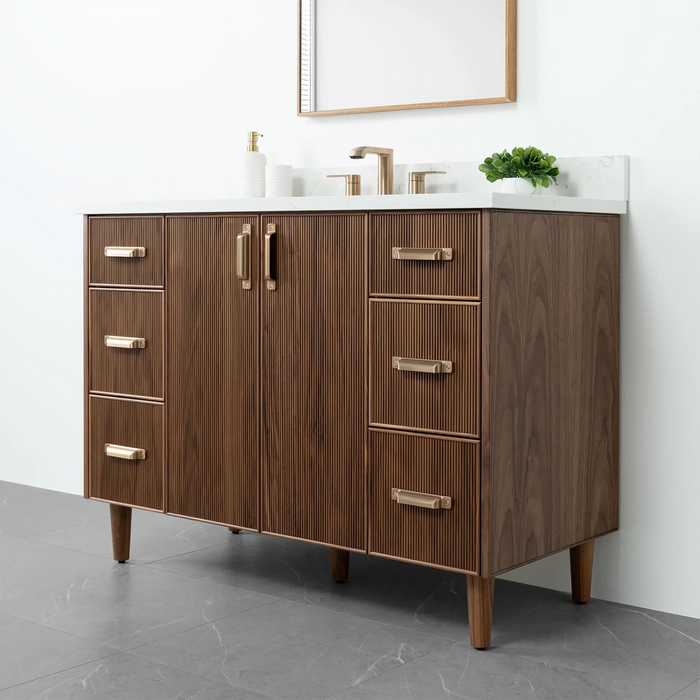 Teodor Malibu 48" American Black Walnut Bathroom Vanity with 6 Drawers & 2 Doors – Handmade in Canada