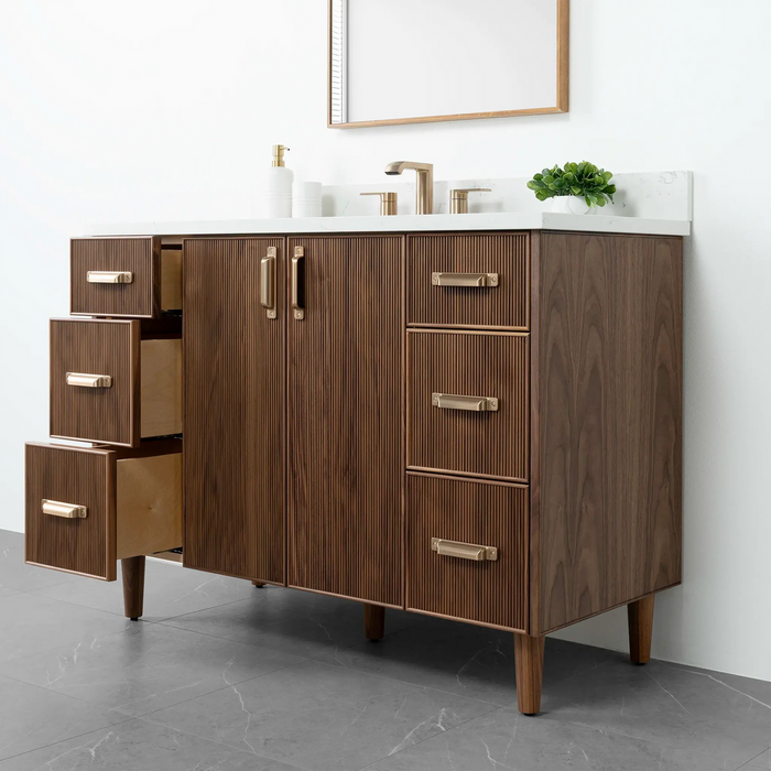 Teodor Malibu 48" American Black Walnut Bathroom Vanity with 6 Drawers & 2 Doors – Handmade in Canada