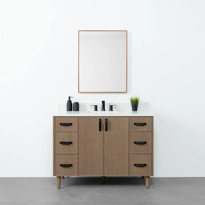 Teodor Malibu 48" Almond Coast Bathroom Vanity with 6 Drawers & 2 Doors – Handmade in Canada