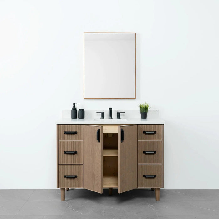 Teodor Malibu 48" Almond Coast Bathroom Vanity with 6 Drawers & 2 Doors – Handmade in Canada