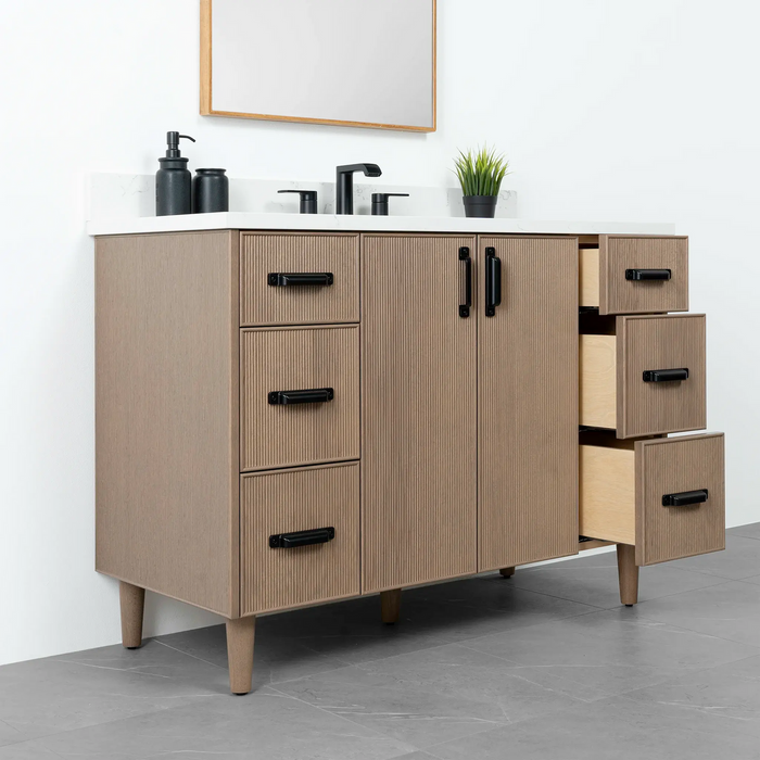 Teodor Malibu 48" Almond Coast Bathroom Vanity with 6 Drawers & 2 Doors – Handmade in Canada