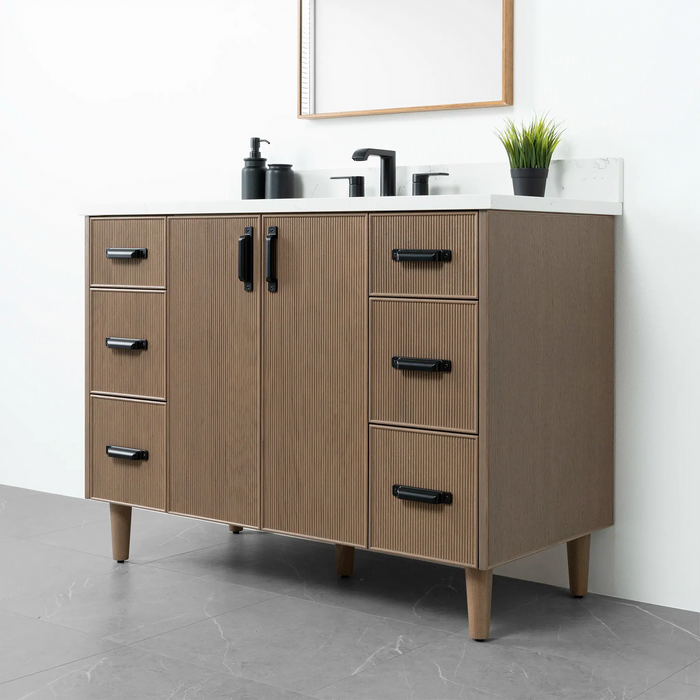 Teodor Malibu 48" Almond Coast Bathroom Vanity with 6 Drawers & 2 Doors – Handmade in Canada