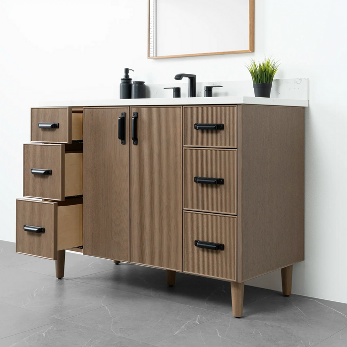 Teodor Malibu 48" Almond Coast Bathroom Vanity with 6 Drawers & 2 Doors – Handmade in Canada