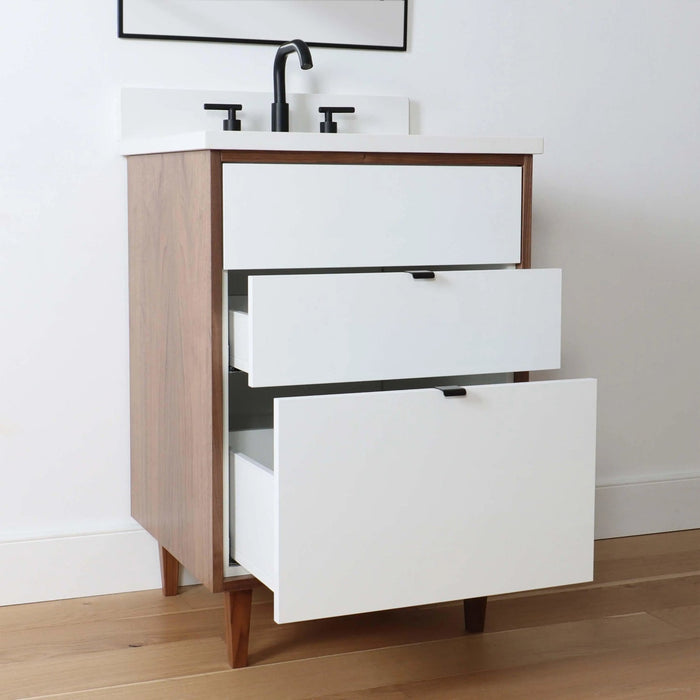 Sidney 24" Vanity – Gloss White – Drawer Open (SI4AD4)