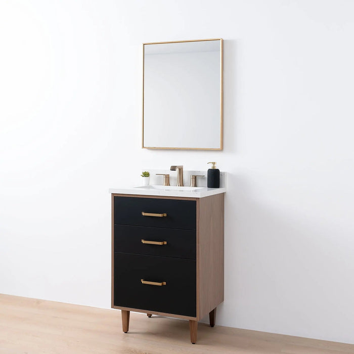 Sidney Slim 24" Vanity – Matte Black – Drawer Interior Detail (SI4B54)