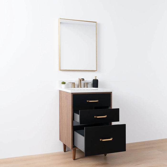 Sidney Slim 24" Vanity – Matte Black – Drawer Slide Hardware (SIA8B6)