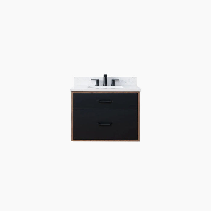 Sidney 30  Wall Mount Matte Black Bathroom Vanity - High-End Bathroom Vanity - Facility Supply Pro Canada