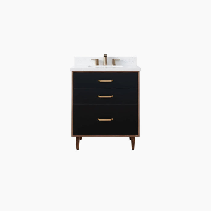 Sidney Slim 30  Wall Mount Matte Black Bathroom Vanity - High-End Bathroom Vanity - Facility Supply Pro Canada
