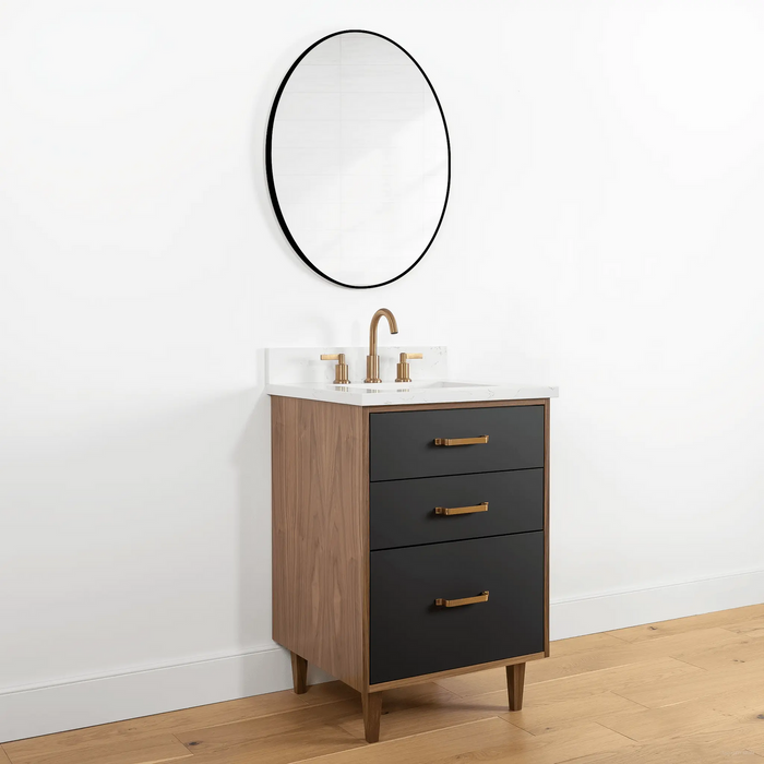 Sidney 24" Vanity – Matte Black – Frontal Render (SIDNEY_3)