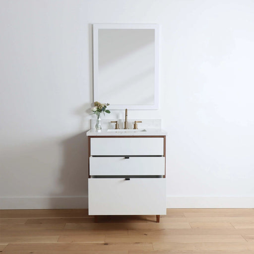 Sidney 30  Teodor  Modern Gloss White Vanity Teodor Bathroom Vanity 58542656 - High-End Bathroom Vanity - Facility Supply Pro Canada