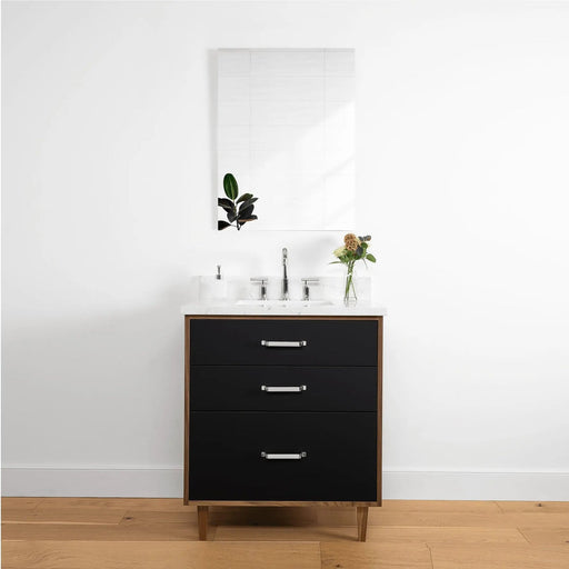 Sidney 30  Teodor  Modern Matte Black Vanity Teodor Bathroom Vanity 58574828 - High-End Bathroom Vanity - Facility Supply Pro Canada