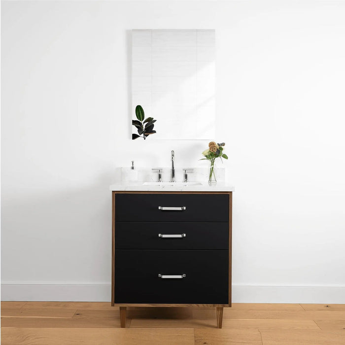 Sidney 30  Teodor  Modern Matte Black Vanity Teodor Bathroom Vanity 58574828 - High-End Bathroom Vanity - Facility Supply Pro Canada