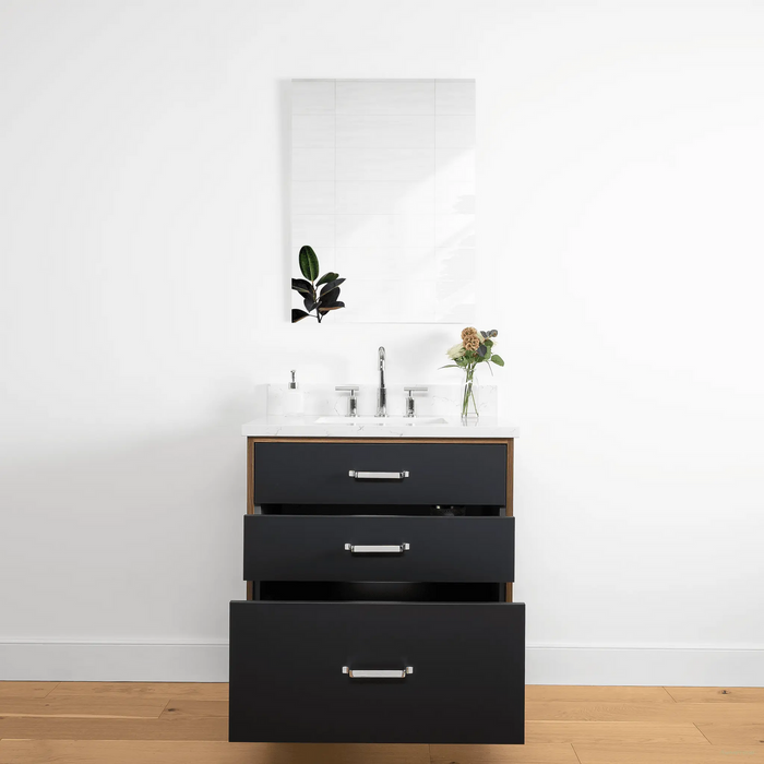 Sidney 30  Teodor  Modern Matte Black Vanity Teodor Bathroom Vanity 58574941 - High-End Bathroom Vanity - Facility Supply Pro Canada