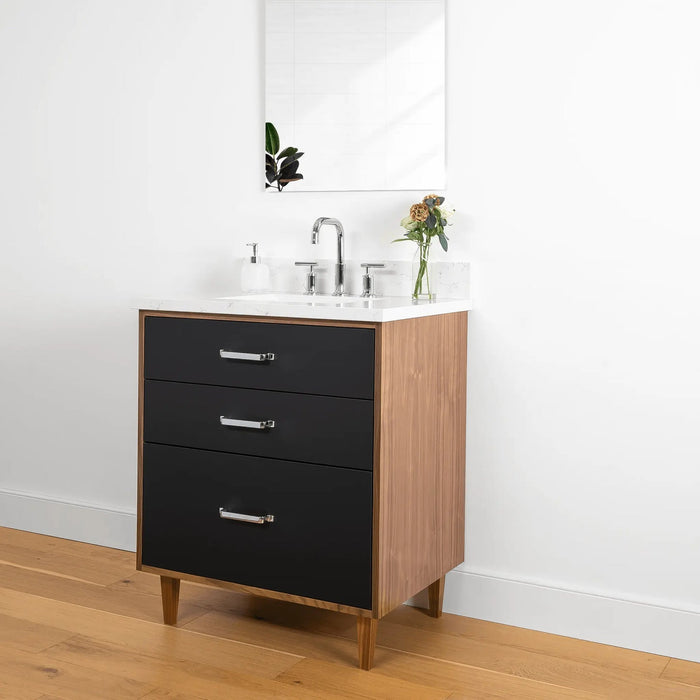 Sidney 30  Teodor  Modern Matte Black Vanity Teodor Bathroom Vanity 58575191 - High-End Bathroom Vanity - Facility Supply Pro Canada