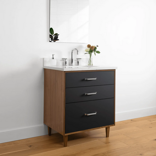 Sidney 30  Teodor  Modern Matte Black Vanity Teodor Bathroom Vanity 58575376 - High-End Bathroom Vanity - Facility Supply Pro Canada