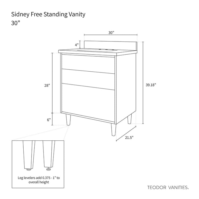 Sidney 30  Teodor  Modern Matte Black Vanity Teodor Bathroom Vanity 58576389 - High-End Bathroom Vanity - Facility Supply Pro Canada