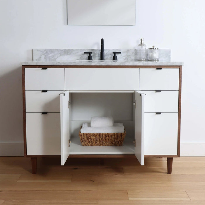 Sidney 48  Teodor  Modern Gloss White Vanity Teodor Bathroom Vanity 58498614?v=1751328192 - Premium Bathroom Vanity for Canadian Homes and Businesses - Facility Supply Pro