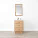 Ashbury 24 Inch White Oak Bathroom Vanity with Toe Kick and Arctic Trace Quartz Top – New Bronze Handle – Handmade in Canada